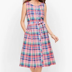 Talbots Madras Button Front Shirt Dress Plaid Plus Size 22